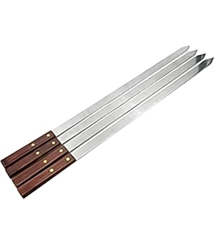 Stainless Steel Kebab Skewers, Flat, Extra Wide, Durable and Rust Resistant