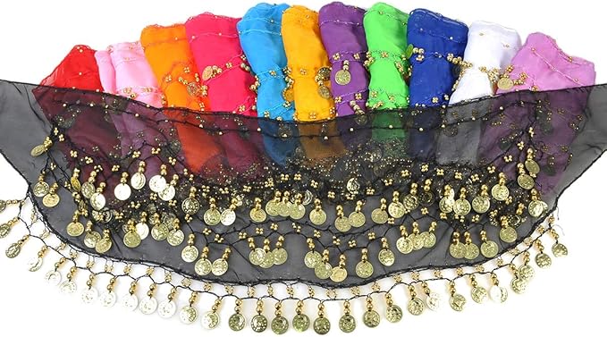 Écharpe de hanche pour femme avec pièces de monnaie dorées