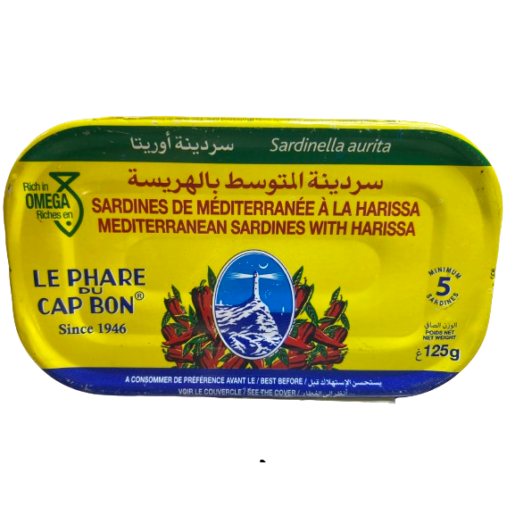 LE PHARE DU CAP BON MEDITERRANEAN SARDINES IN HARISSA 125GR