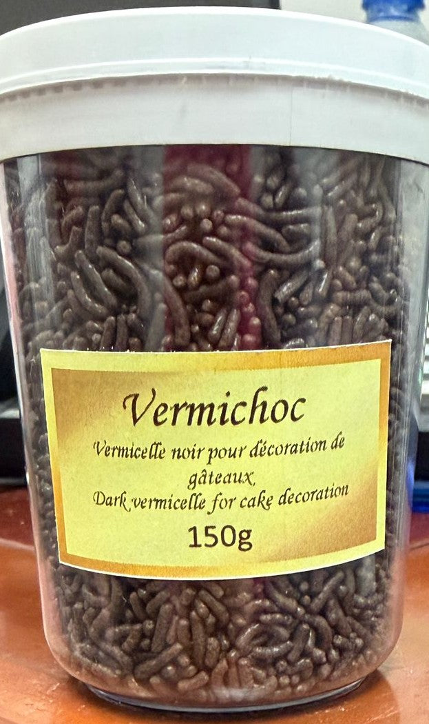 VERMICHOC VERMICELLE NOIR POUR DÉCORATION DE GATEAUX 150GR