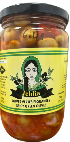 JEBLIA OLIVES VERTES PIQUANTES 450GR