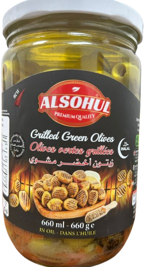 ALSOHUL GRILLED GREEN OLIVES 660ML
