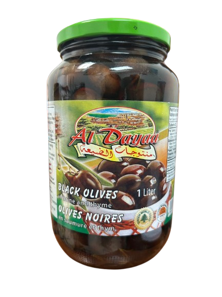 AL DAYAA OLIVES NOIRES EN SAUMURE ET THYM 1L