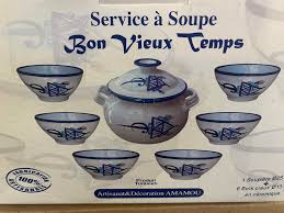 Soupière en céramique tunisienne avec 6 bols