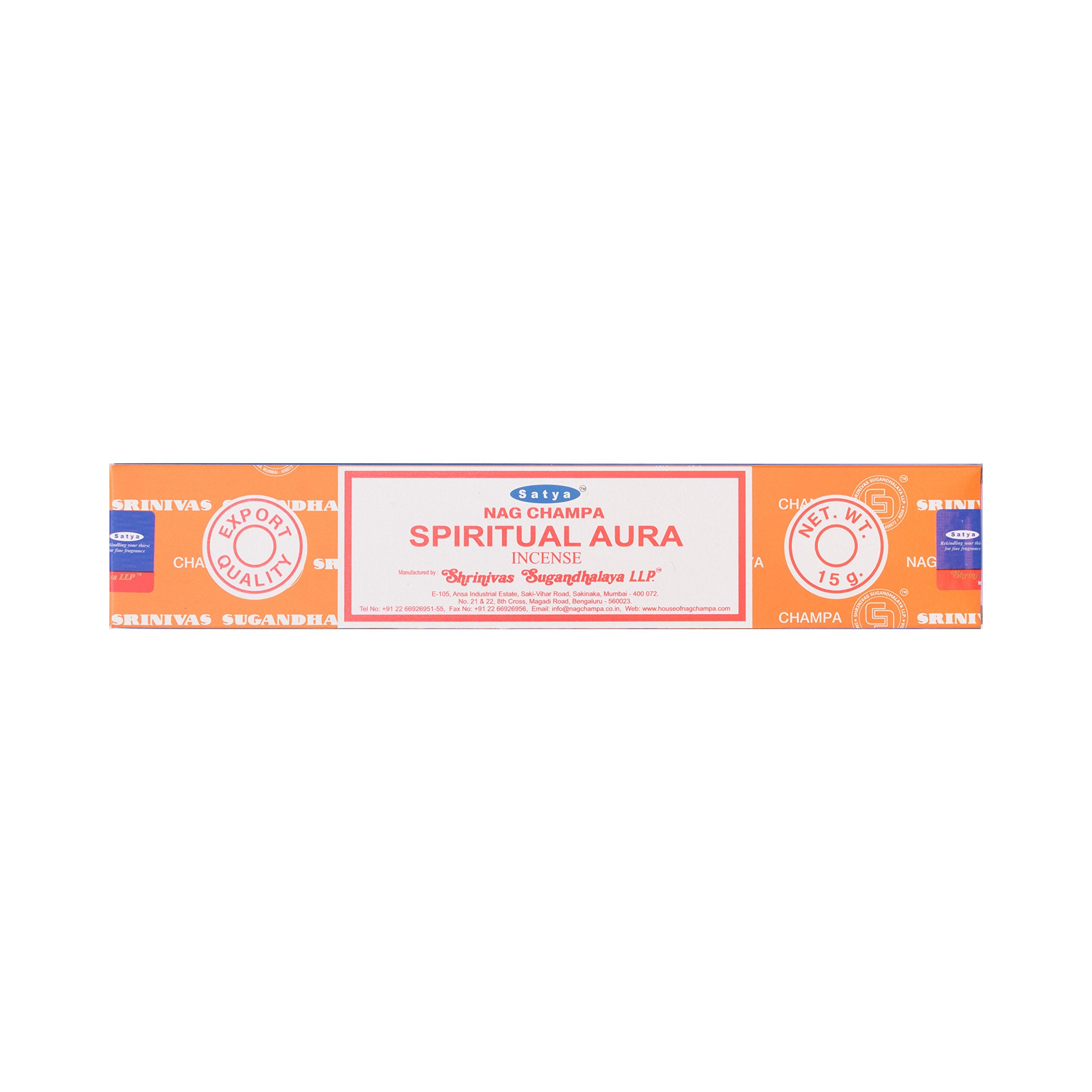 Satya Nag Champa Aura Spirituelle Authentique 15g Bâtonnets d'encens 1 Paquet