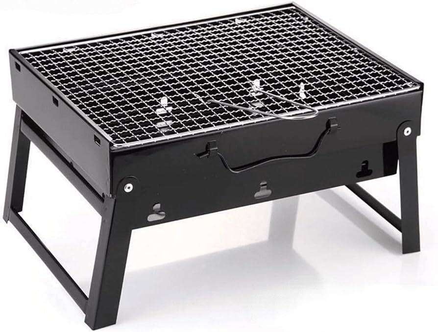 Barbecues au charbon de bois  Barbecue pliable Barbecue portable d'extérieur épais Grilles en acier noir