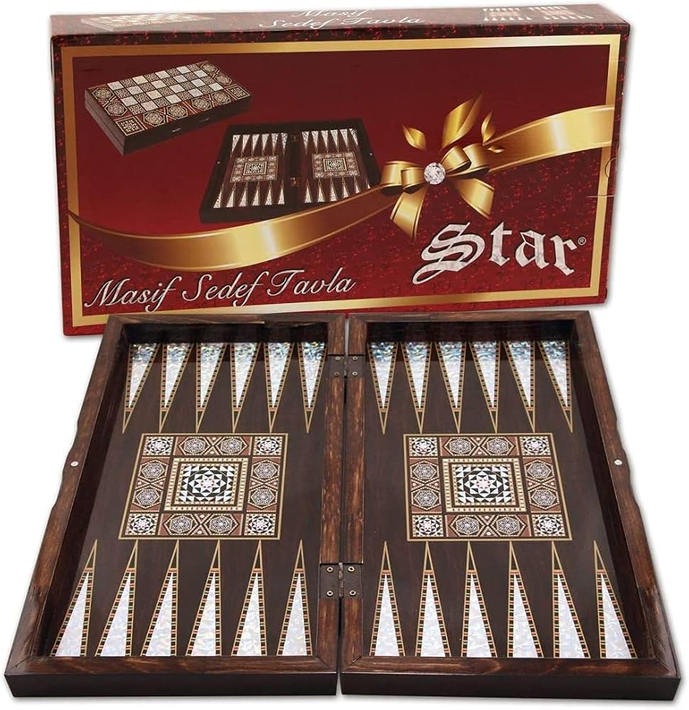 Jeu de backgammon Star en bois massif Pearl Turkish Premium Board Games