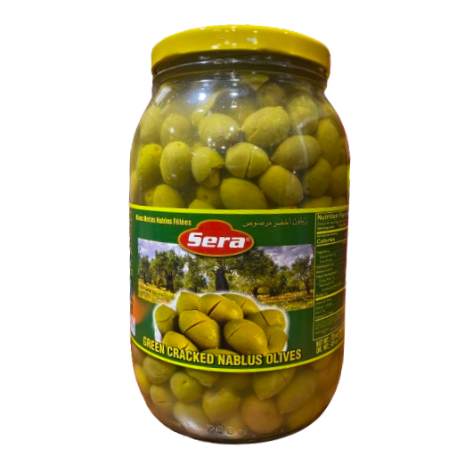 SERA CRACKED NABLUS GREEN OLIVES 2KG