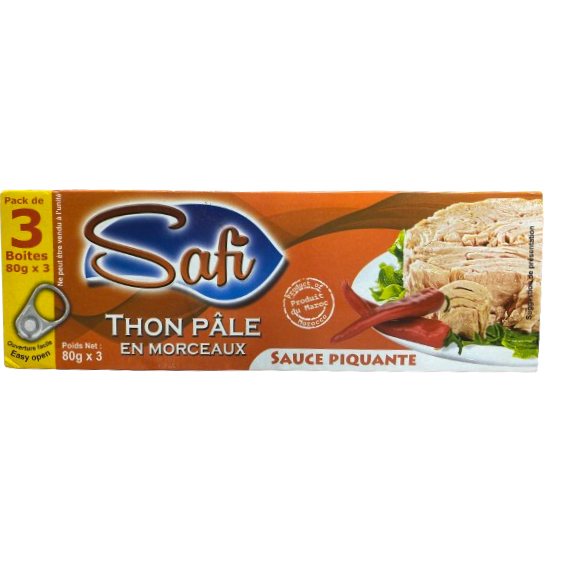 SAFI THON PALE EN MORCEAUX SAUCE PIQUANTE 240GR