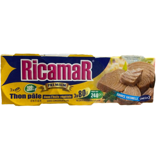 RICAMAR THON PALE DANS L'HUILE VÉGÉTALE 240GR