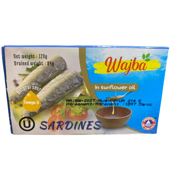 WAJBA SARDINES A L'HUILE DE TOURNESOL 120GR