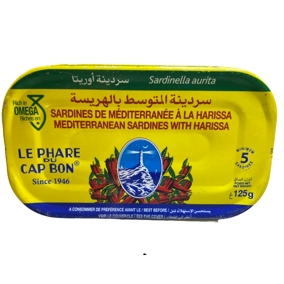 LE PHARE DUN CAP BON SARDINES DE MÉDITEANÉE A LA HARISSA 125GR