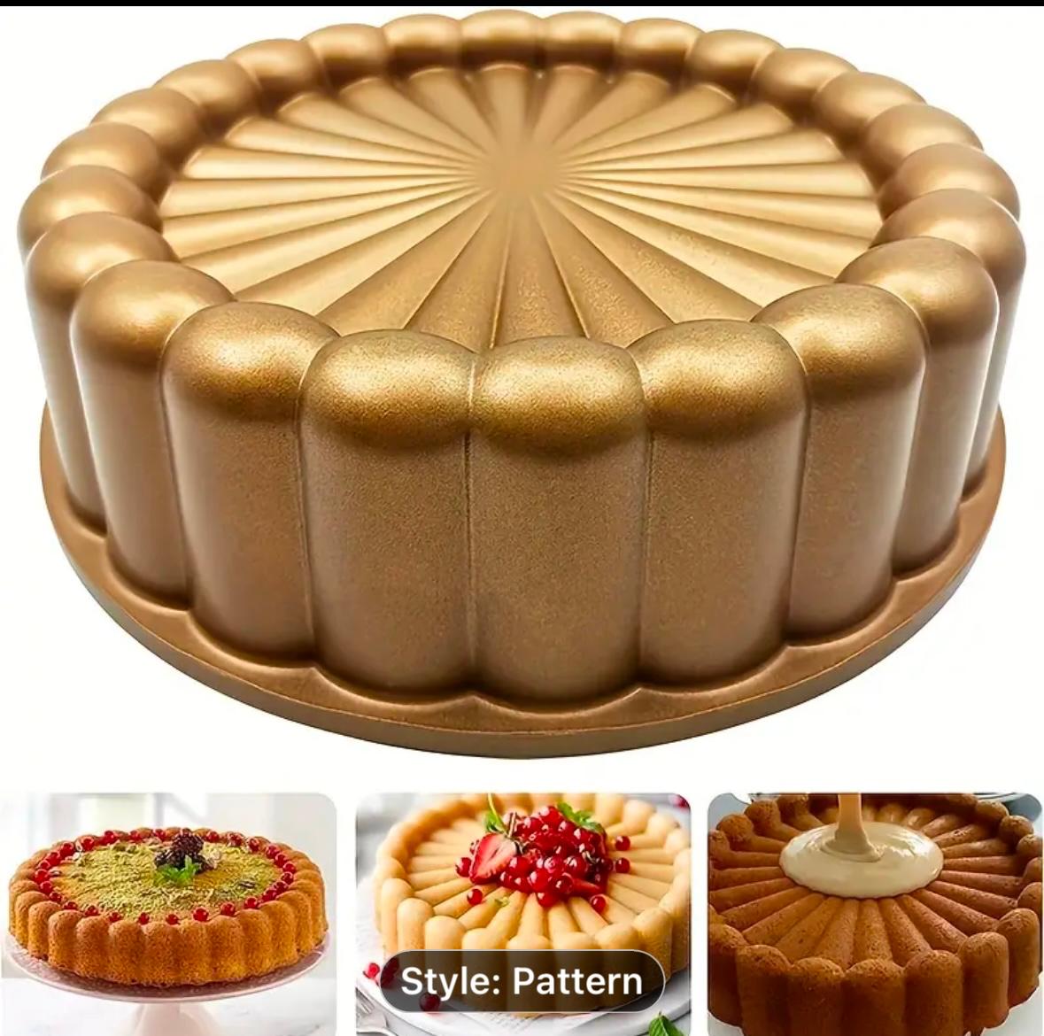 Moule à Charlotte En Aluminium Antiadhésif 24x7 Cm – Design Tournesol Doré, Pour Cheesecake, Flan, Brioche - 10
