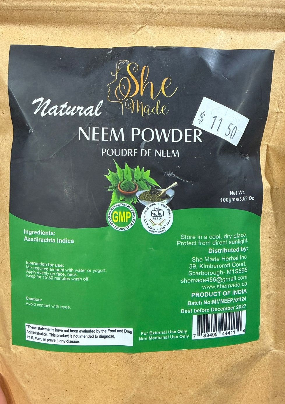 SHE NEEM POUDRE NATURELLE