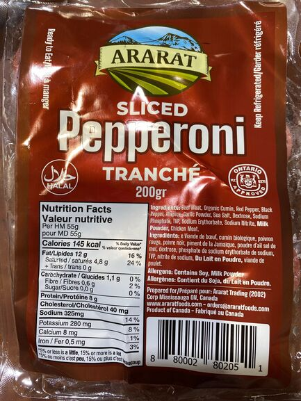 ARARAT PEPPERONI TRANCHÉ HALAL 200GR